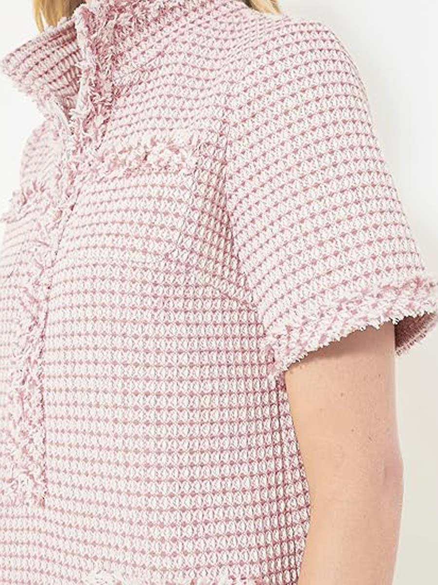 Demure Tweed Dress With Zipper Pockets