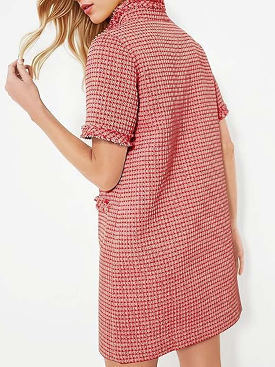 Demure Tweed Dress With Zipper Pockets