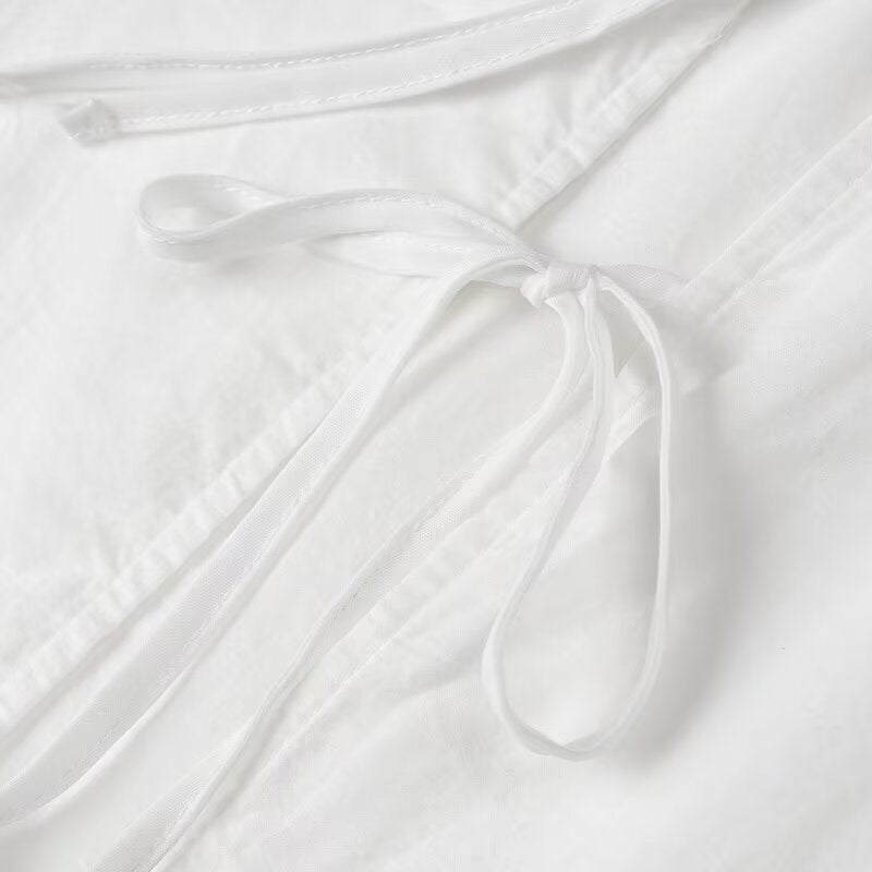Eyelet Lace-Up Puff Sleeve Top
