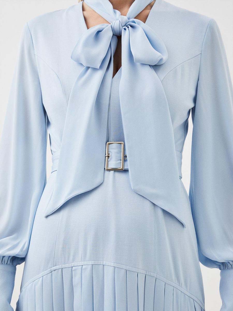 Balloon Sleeve Pleated Patchwork Dress