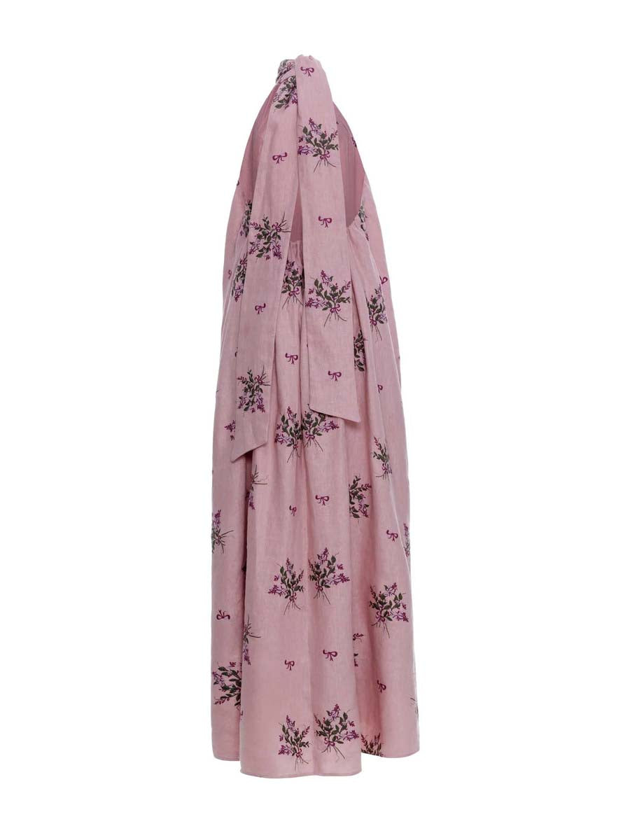 Pink Floral Print Maxi Dress