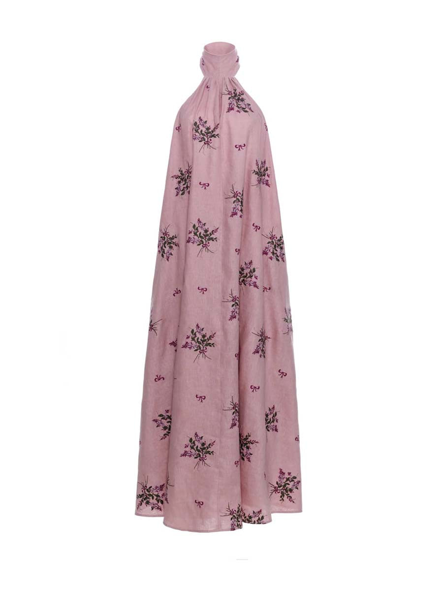 Pink Floral Print Maxi Dress