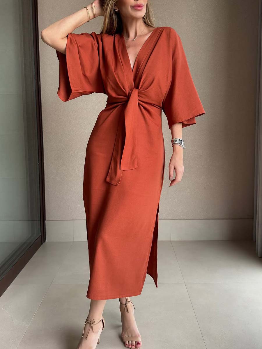 Half Sleeve Midi Dress