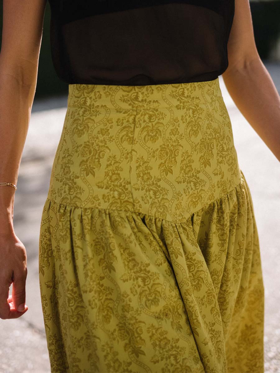 Yellow Flower Print Skirt