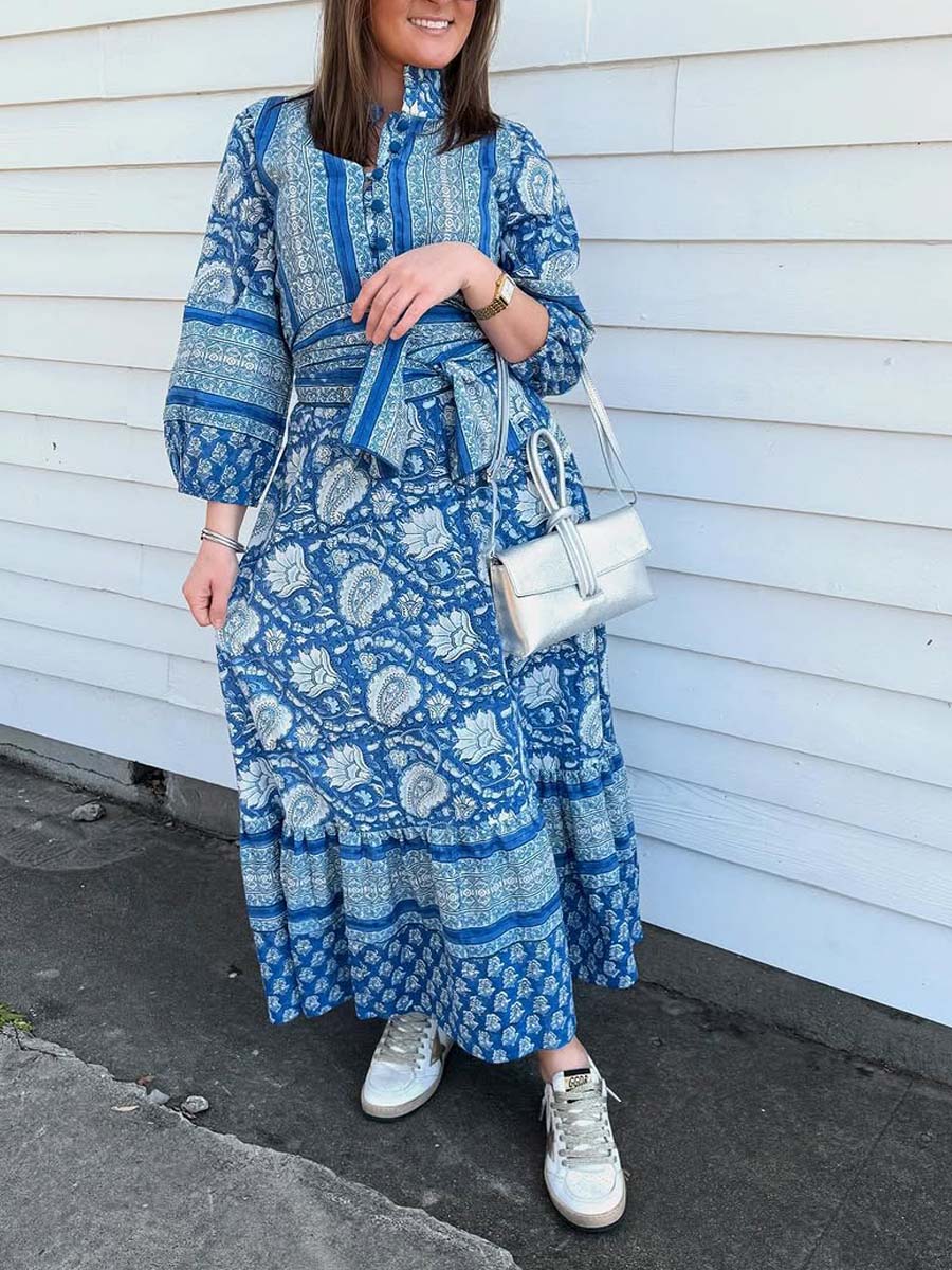 Cotton Belted Floral Dress