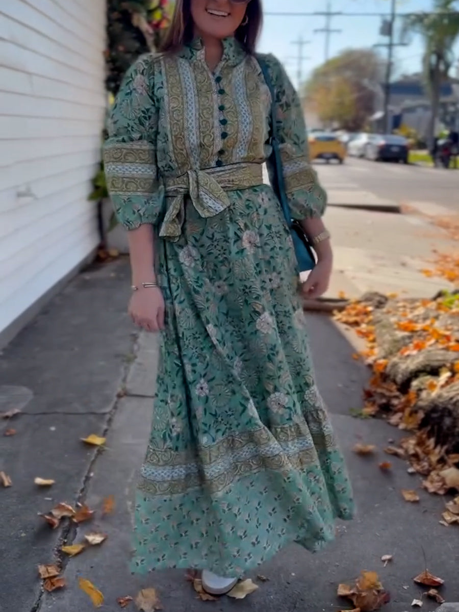 Cotton Belted Floral Dress
