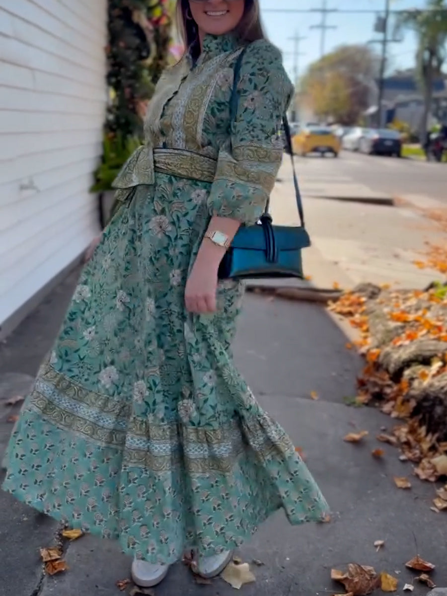 Cotton Belted Floral Dress
