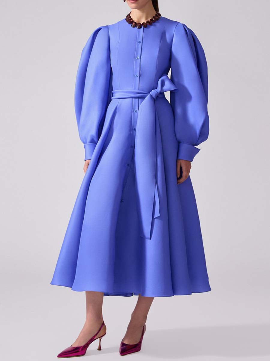 Puff-Sleeve Shirt Dress