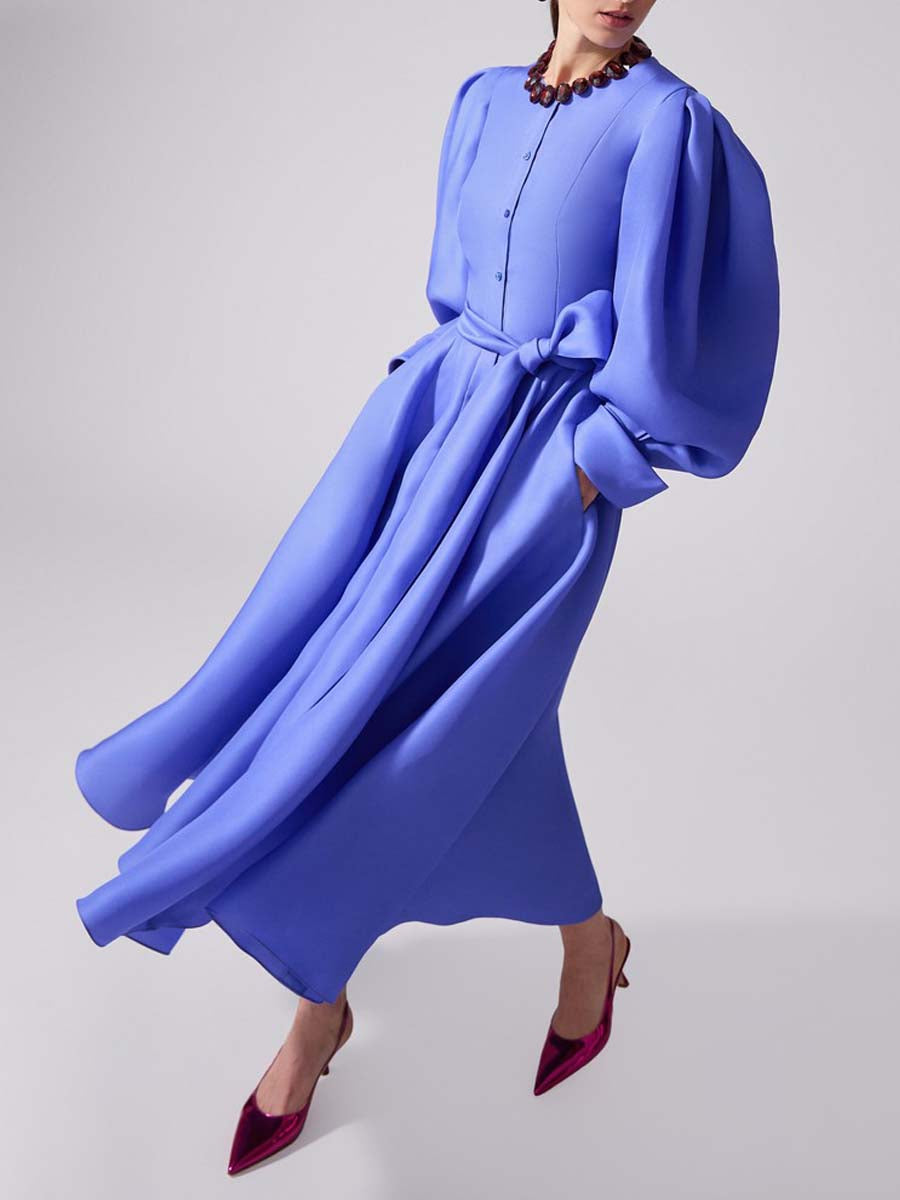 Puff-Sleeve Shirt Dress