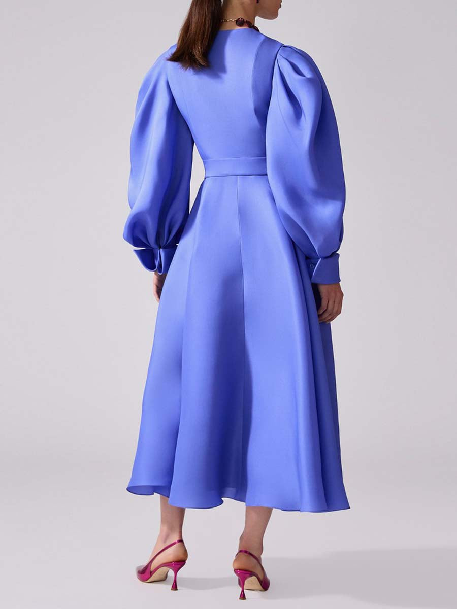 Puff-Sleeve Shirt Dress