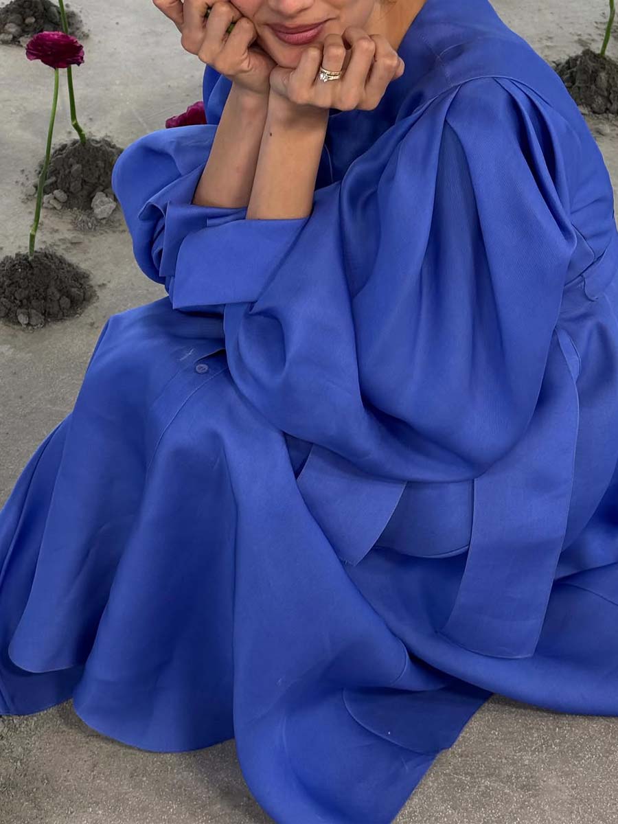 Puff-Sleeve Shirt Dress