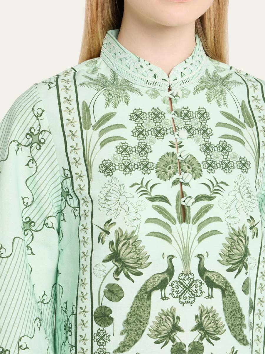 Mandarin Collar Mini Dress