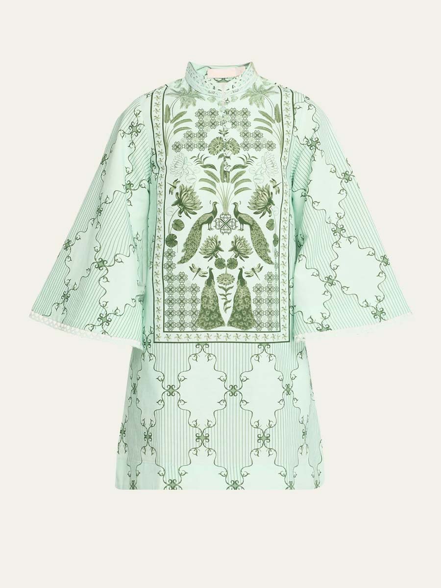 Mandarin Collar Mini Dress