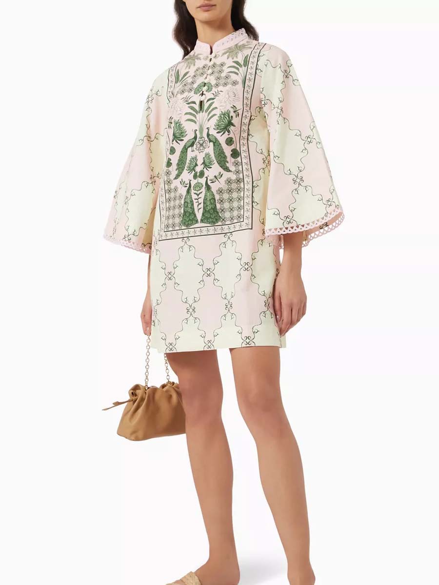 Mandarin Collar Mini Dress