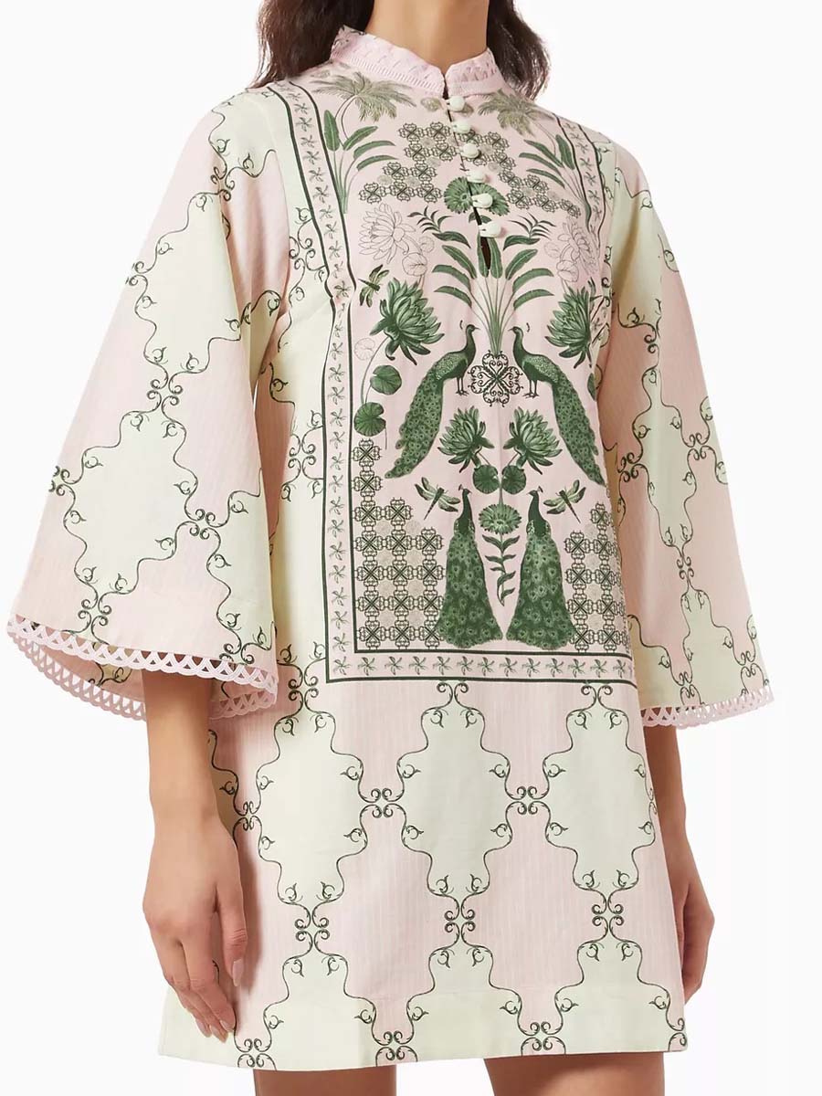 Mandarin Collar Mini Dress