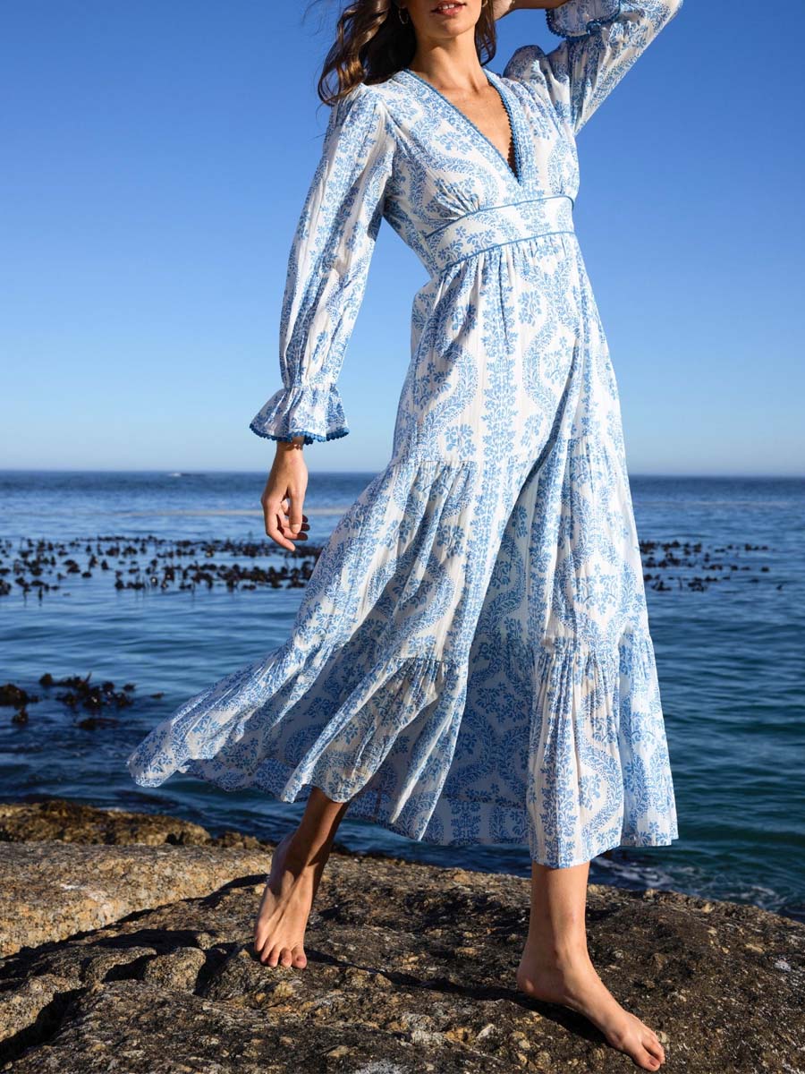 V-Neck Cotton Lace Dress