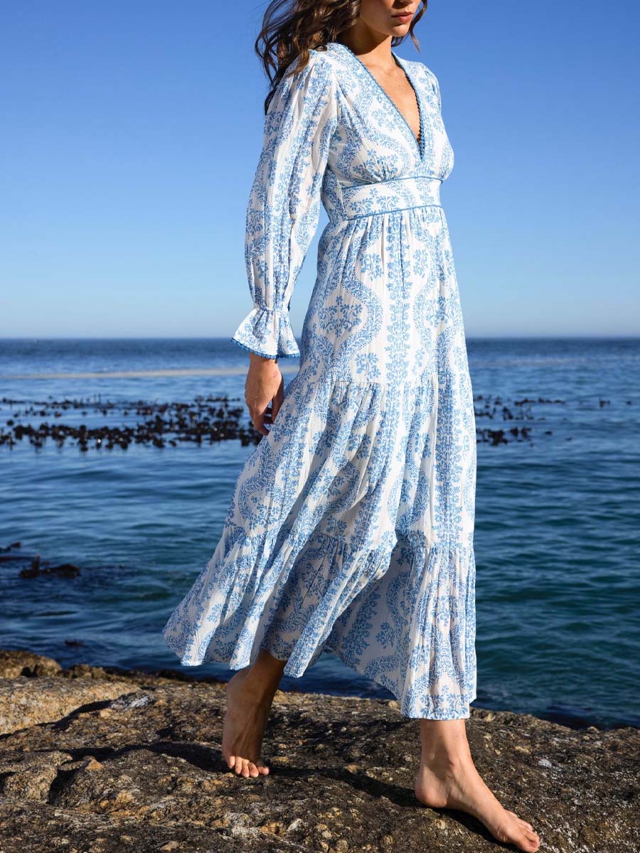 V-Neck Cotton Lace Dress