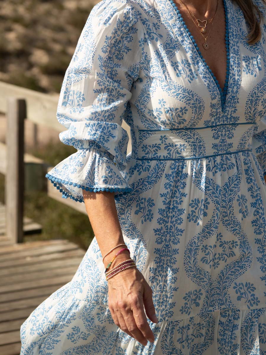 V-Neck Cotton Lace Dress