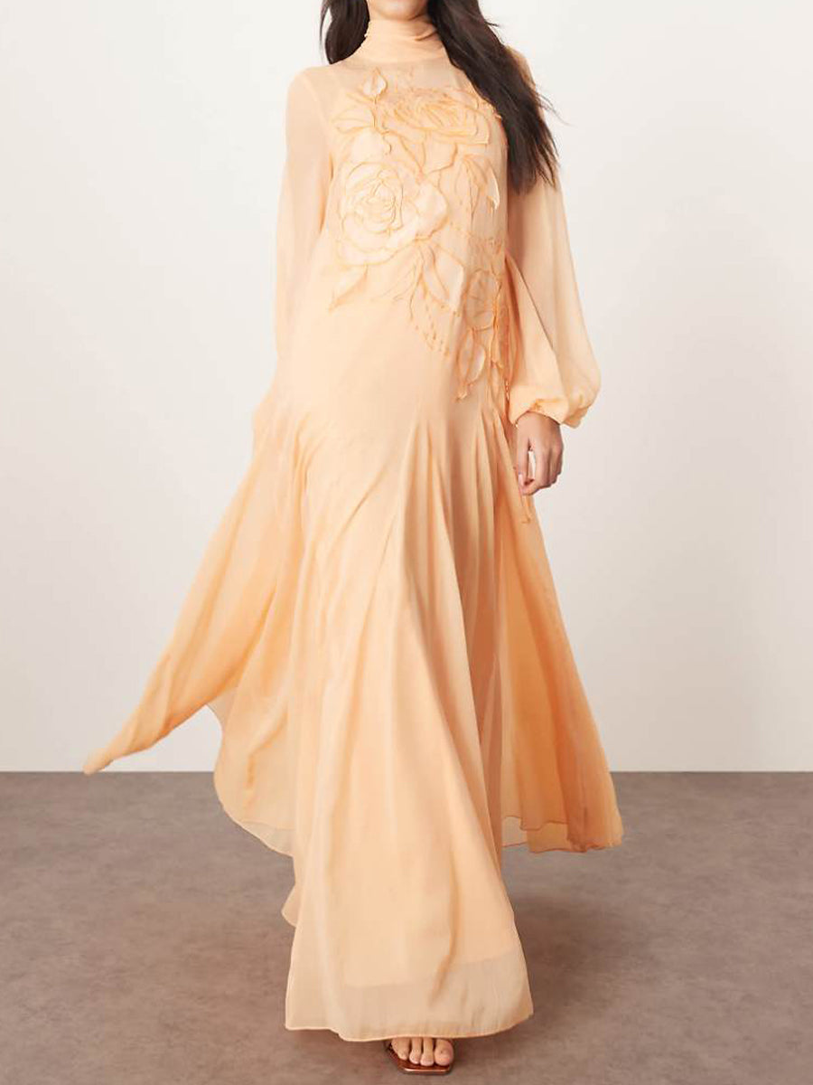 Apricot Floral Dress