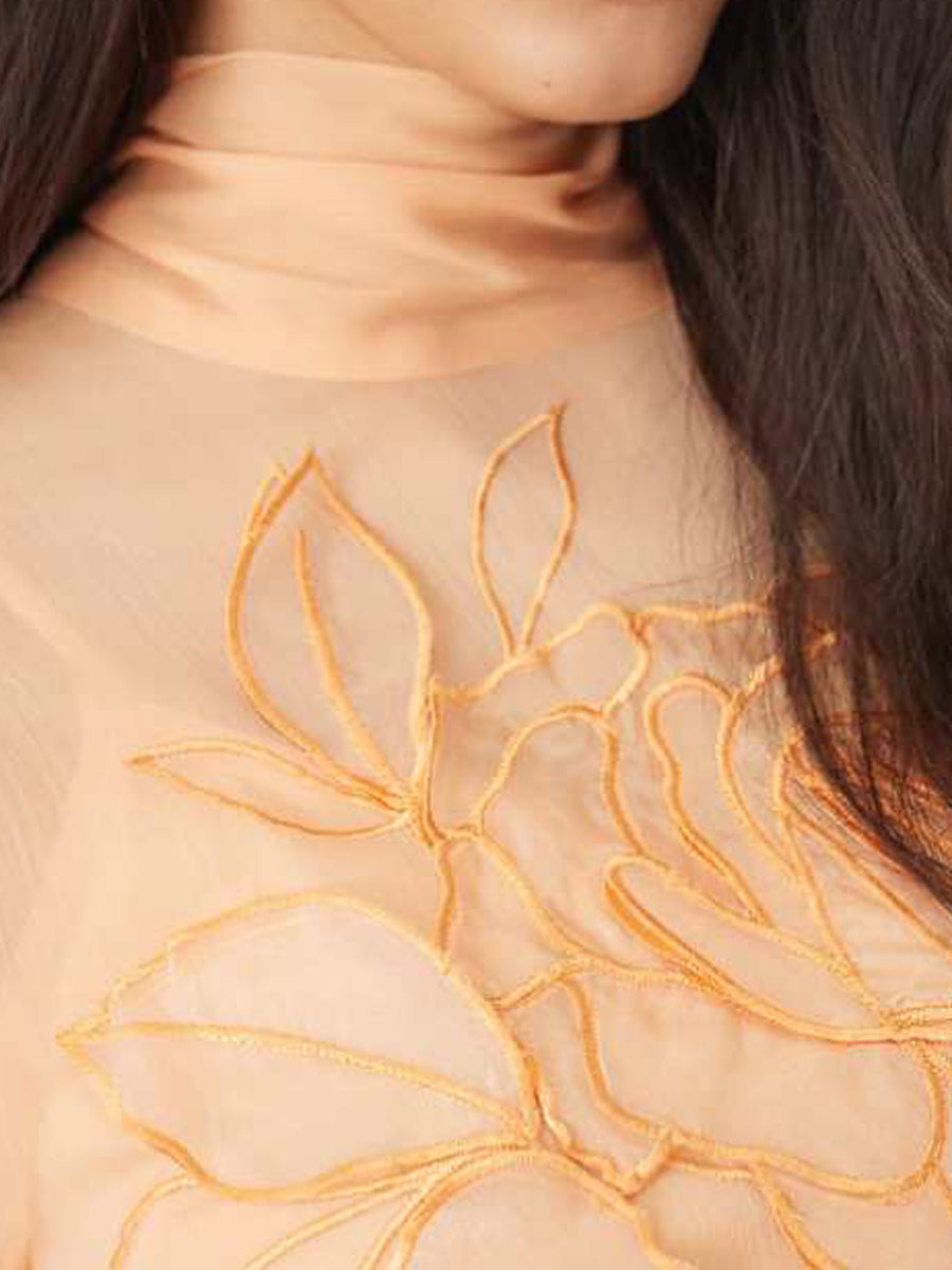 Apricot Floral Dress