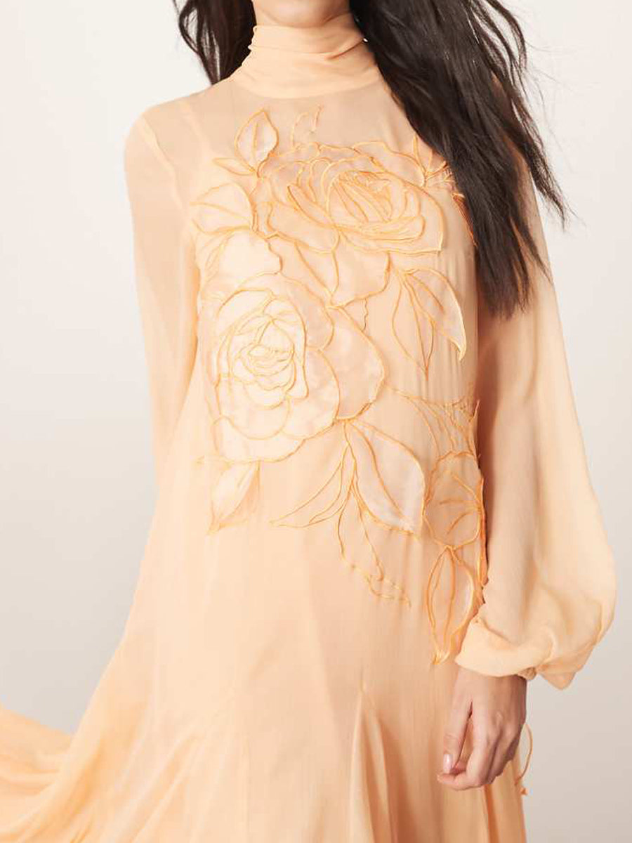 Apricot Floral Dress