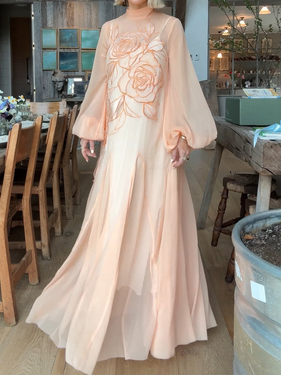 Apricot Floral Dress