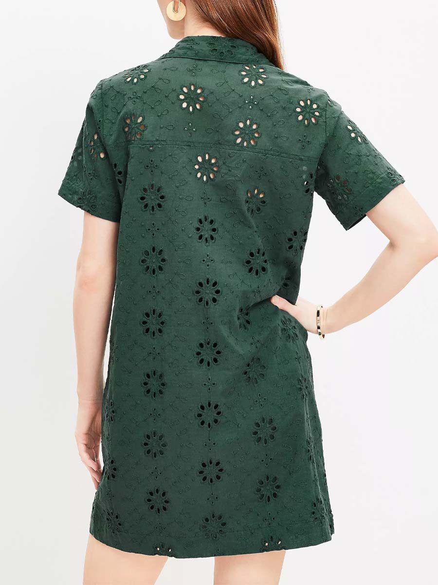 Eyelet Mini Pocket Shirtdress
