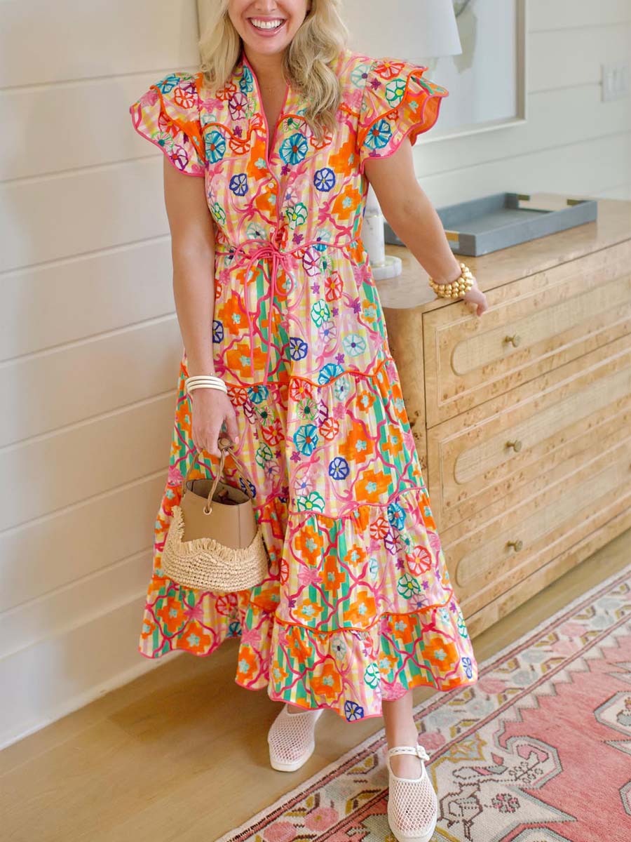Tiered Skirt Multicolor Dress