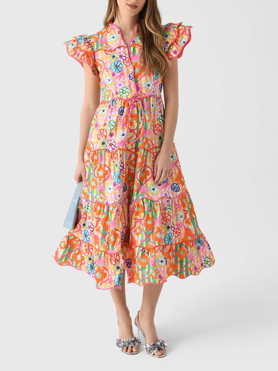 Tiered Skirt Multicolor Dress