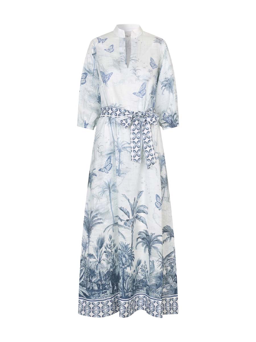 Linen Desert Landscape Print Dress