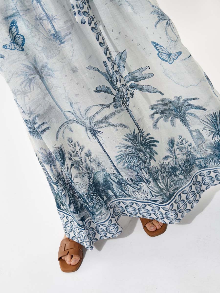 Linen Desert Landscape Print Dress