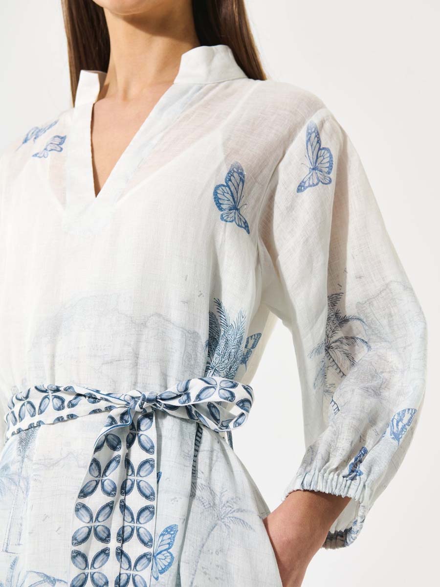 Linen Desert Landscape Print Dress