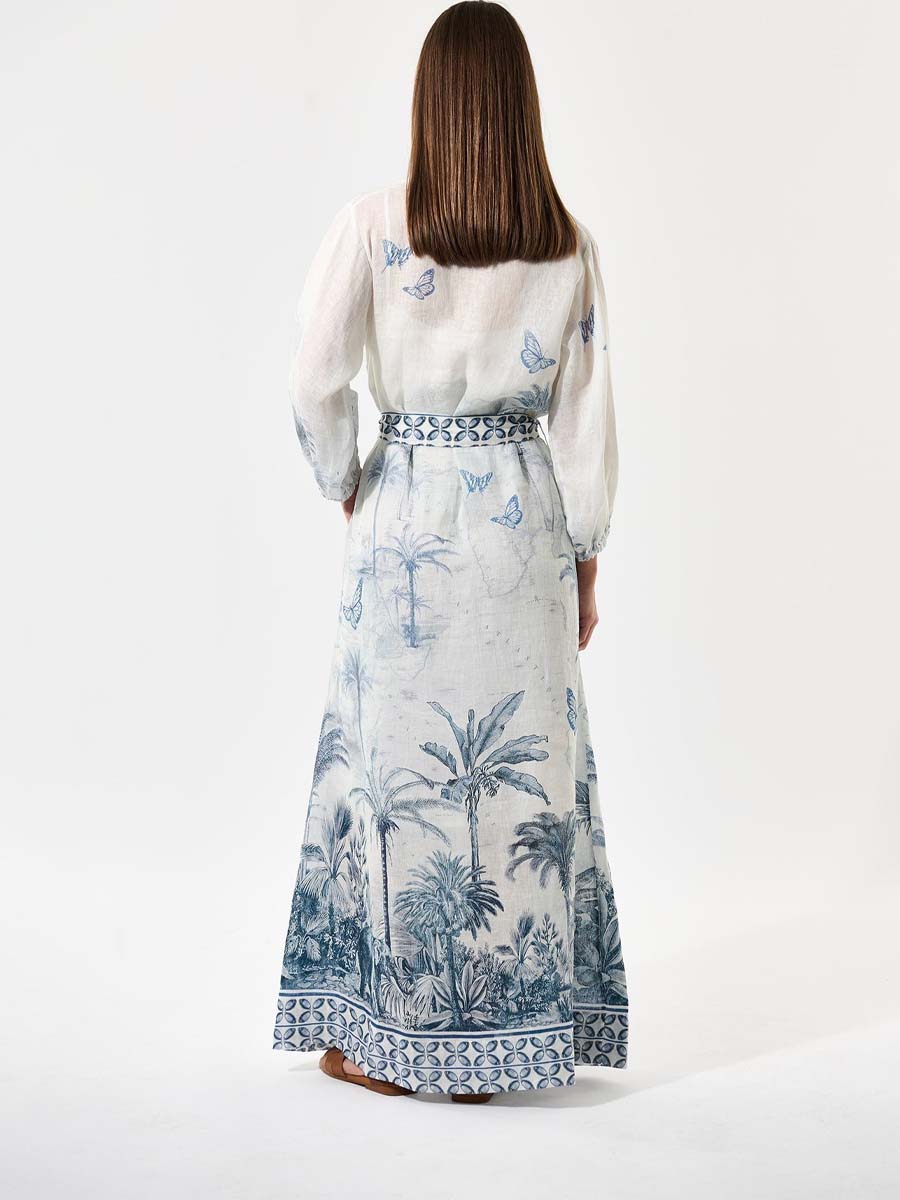 Linen Desert Landscape Print Dress