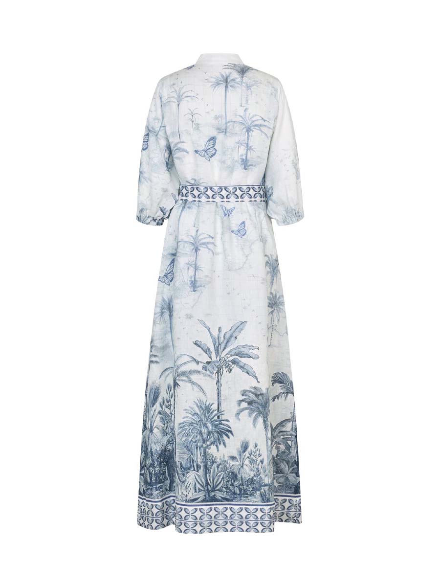 Linen Desert Landscape Print Dress