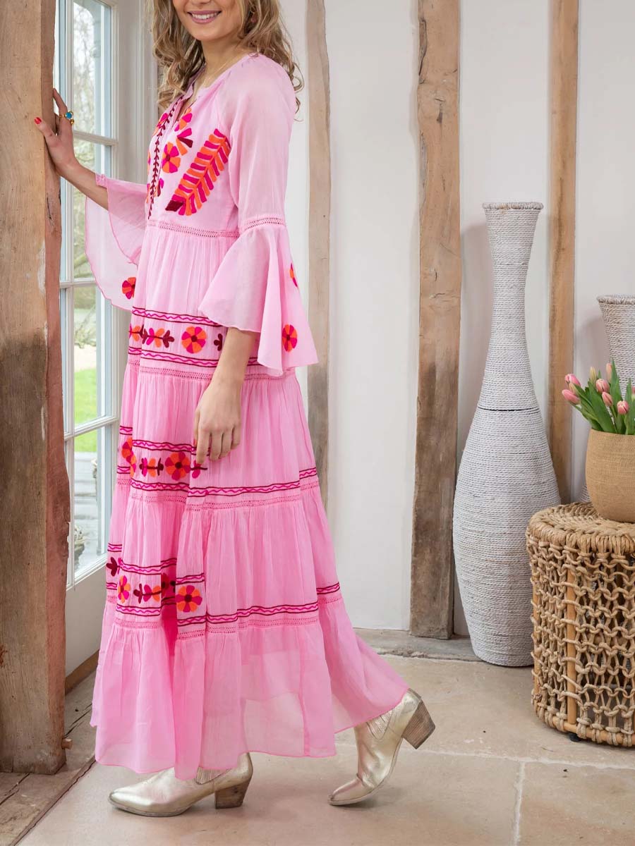 Rose Pink Embroidery Dress