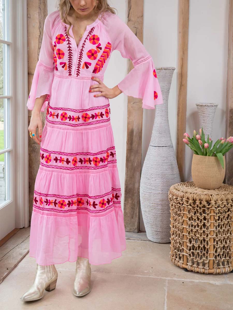 Rose Pink Embroidery Dress