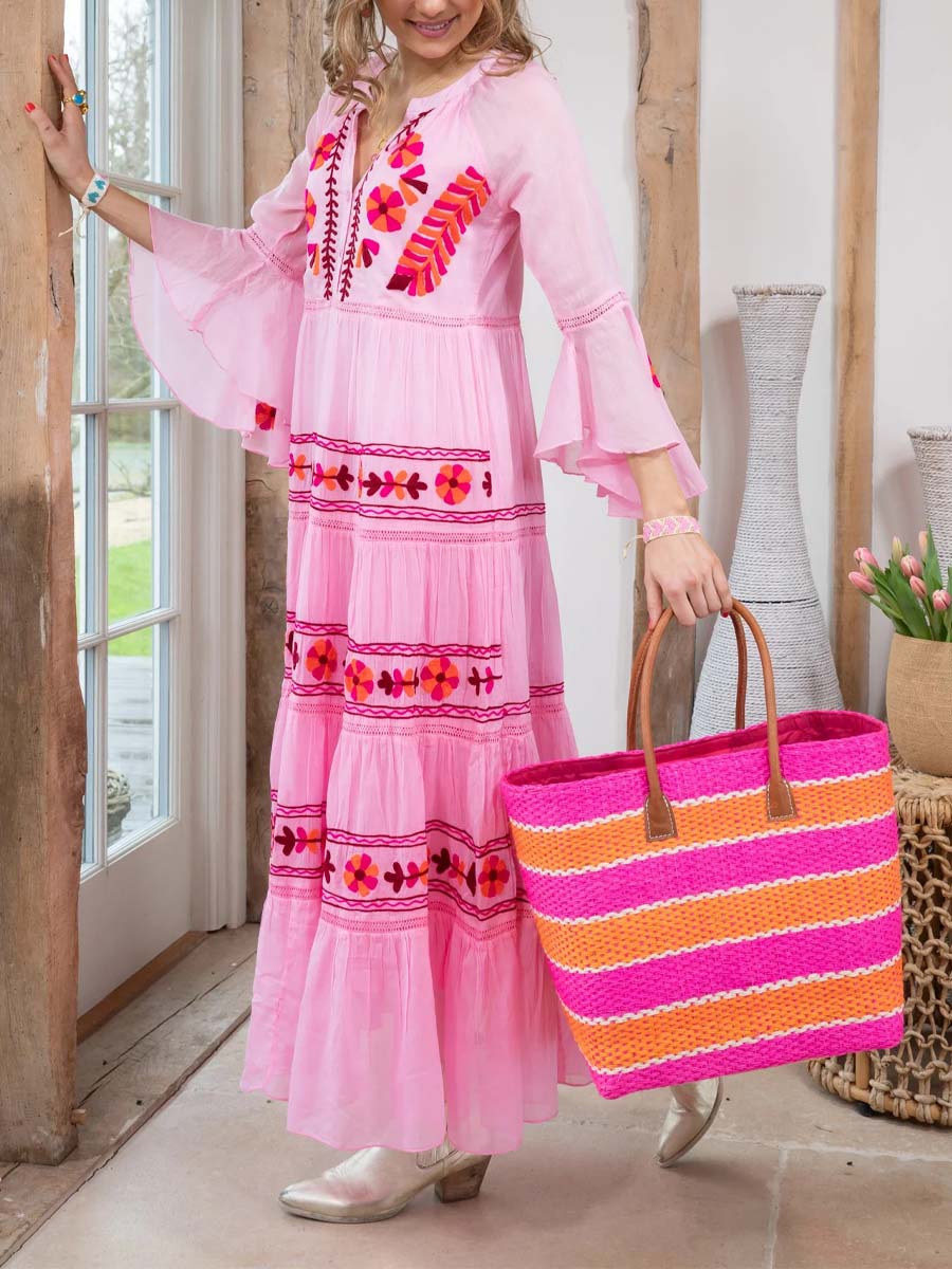 Rose Pink Embroidery Dress