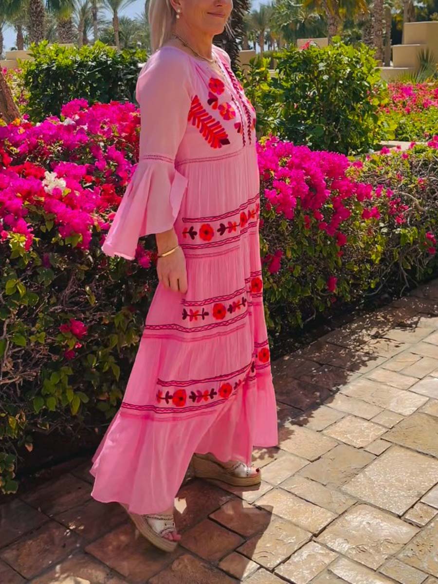 Rose Pink Embroidery Dress
