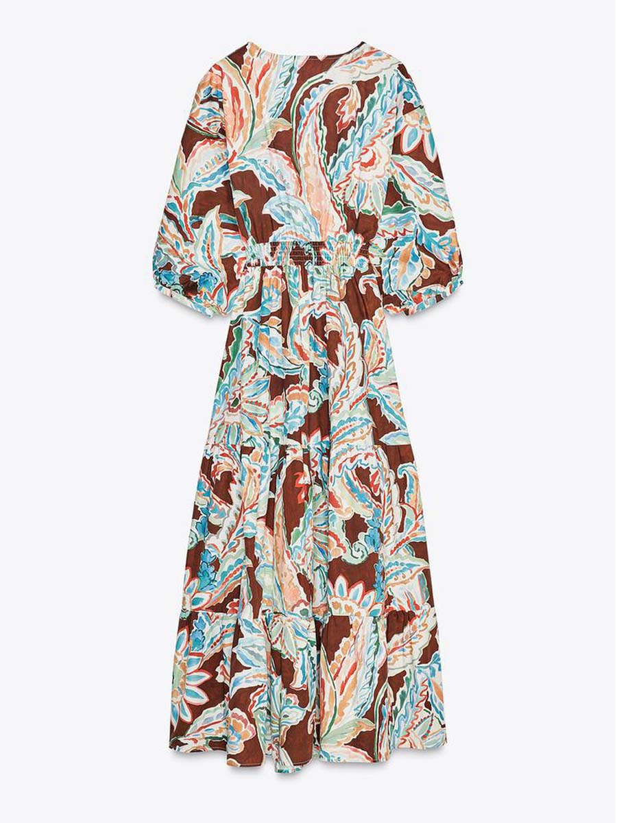 Balloon Sleeves V-Neck Dress