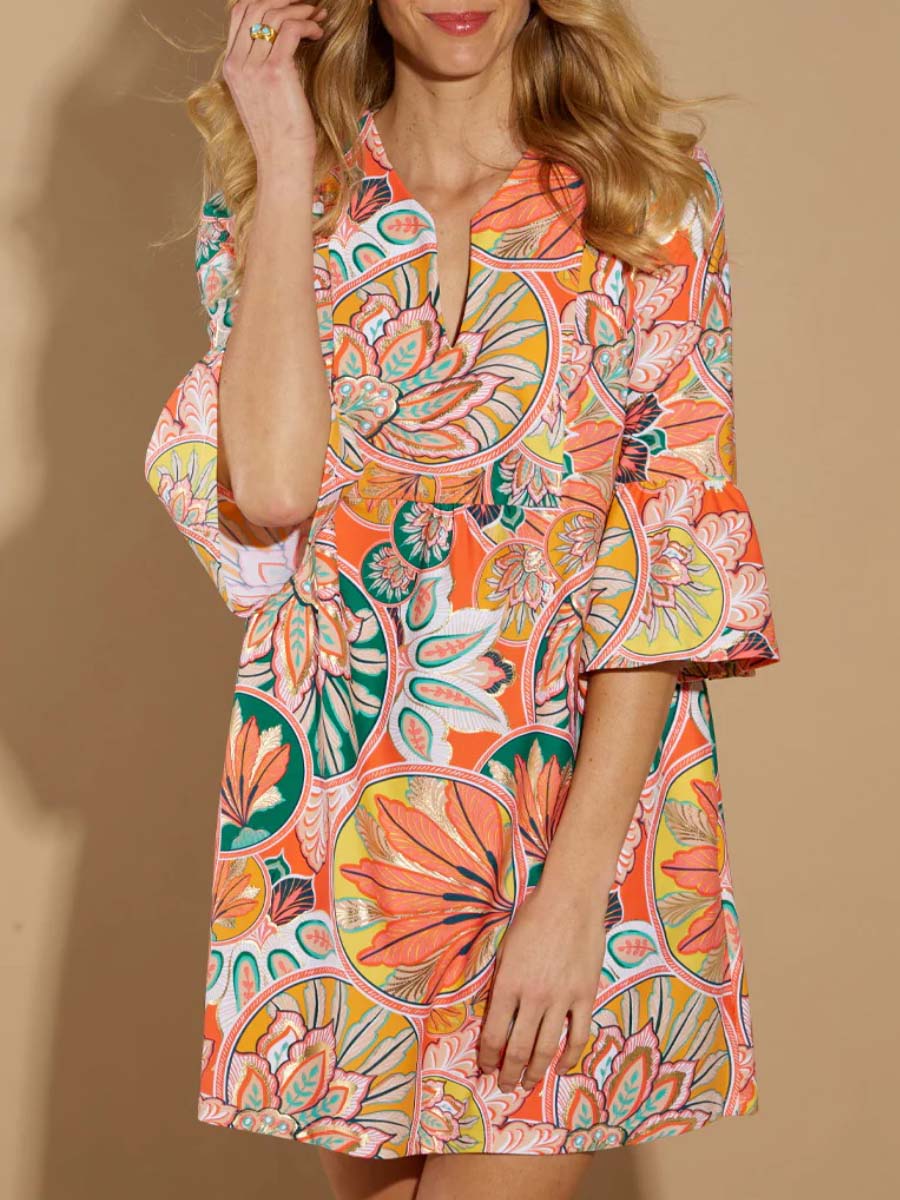 V-Neck Dress With Side Pockets