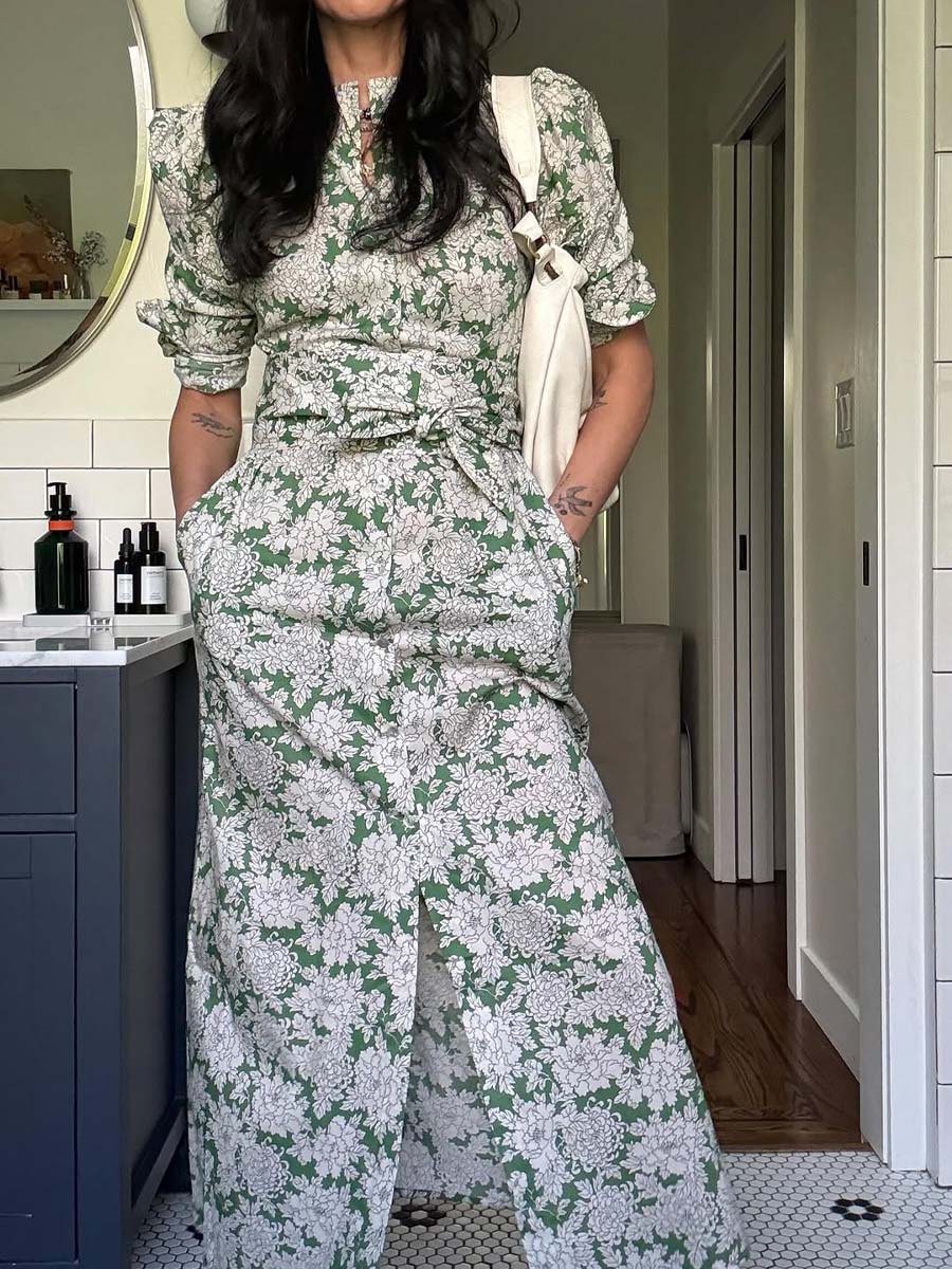 Puff Shoulder Maxi Dress
