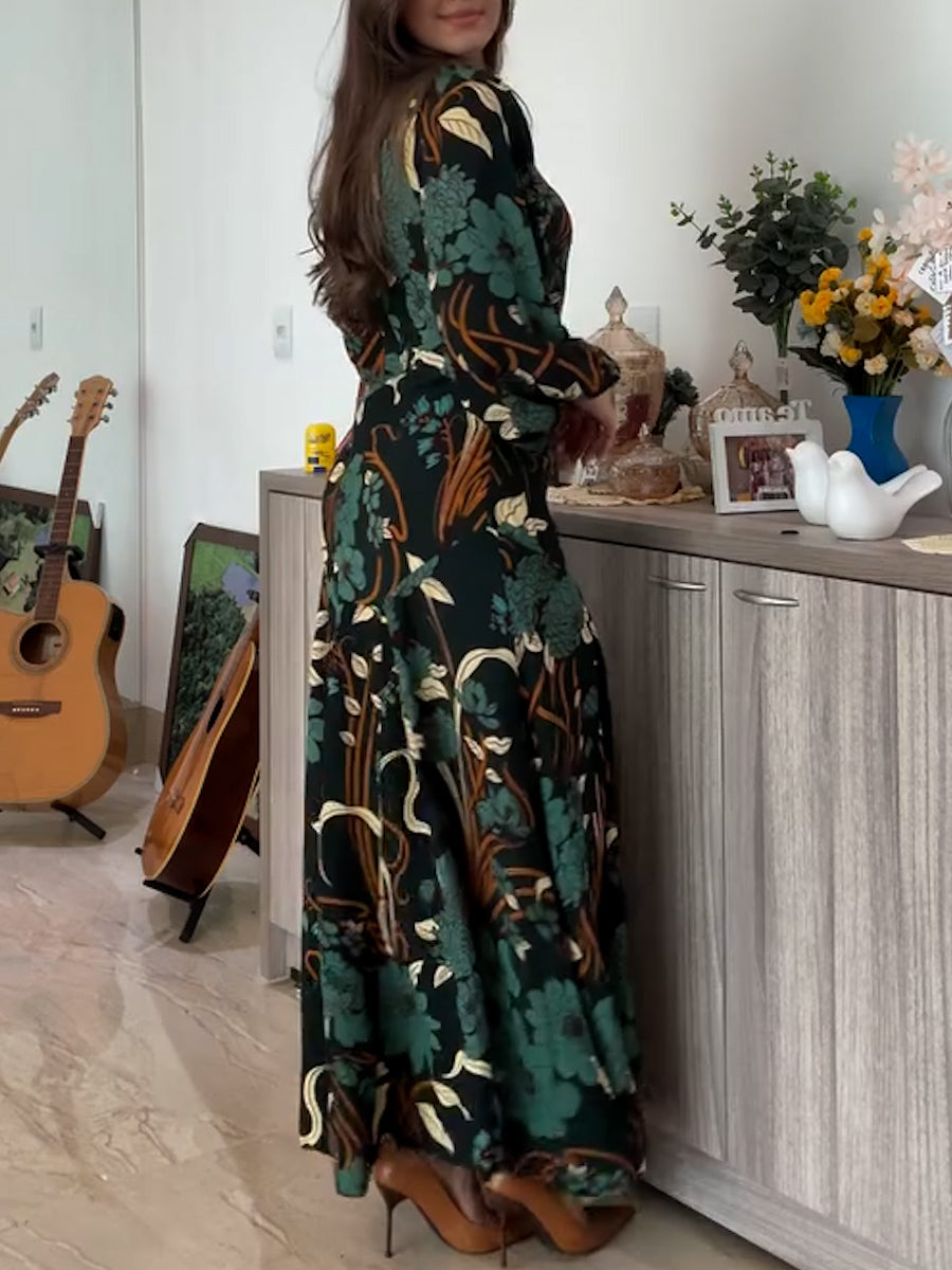 Floral Print Long Sleeve Dress