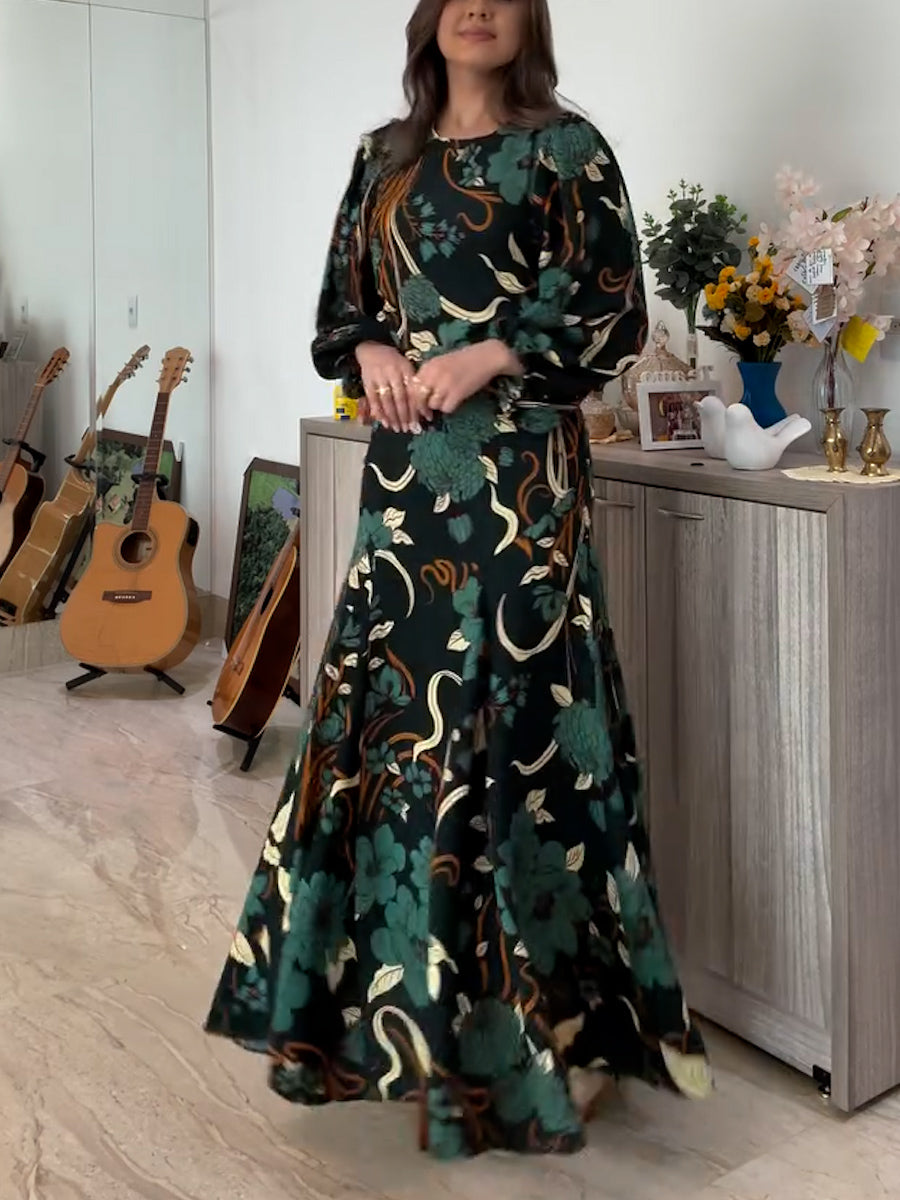 Floral Print Long Sleeve Dress