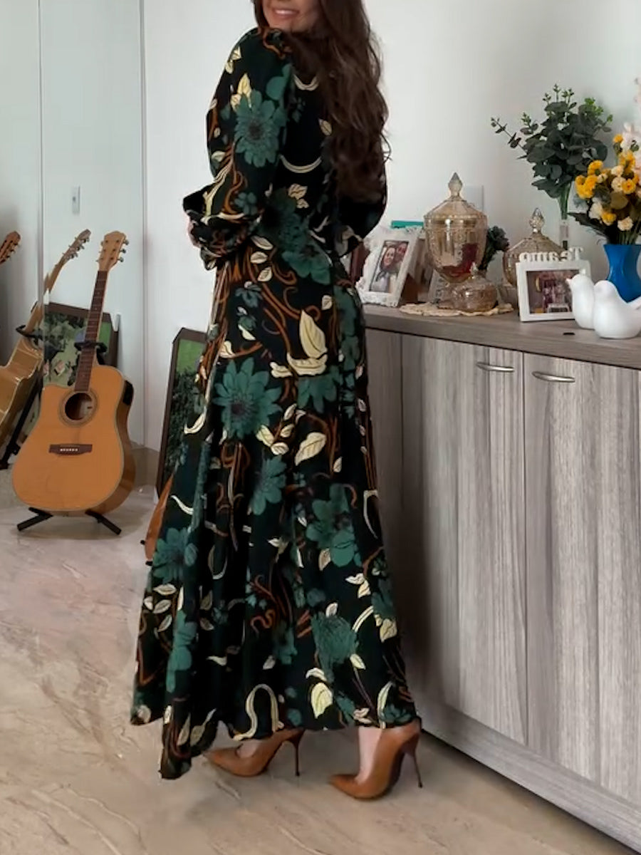 Floral Print Long Sleeve Dress