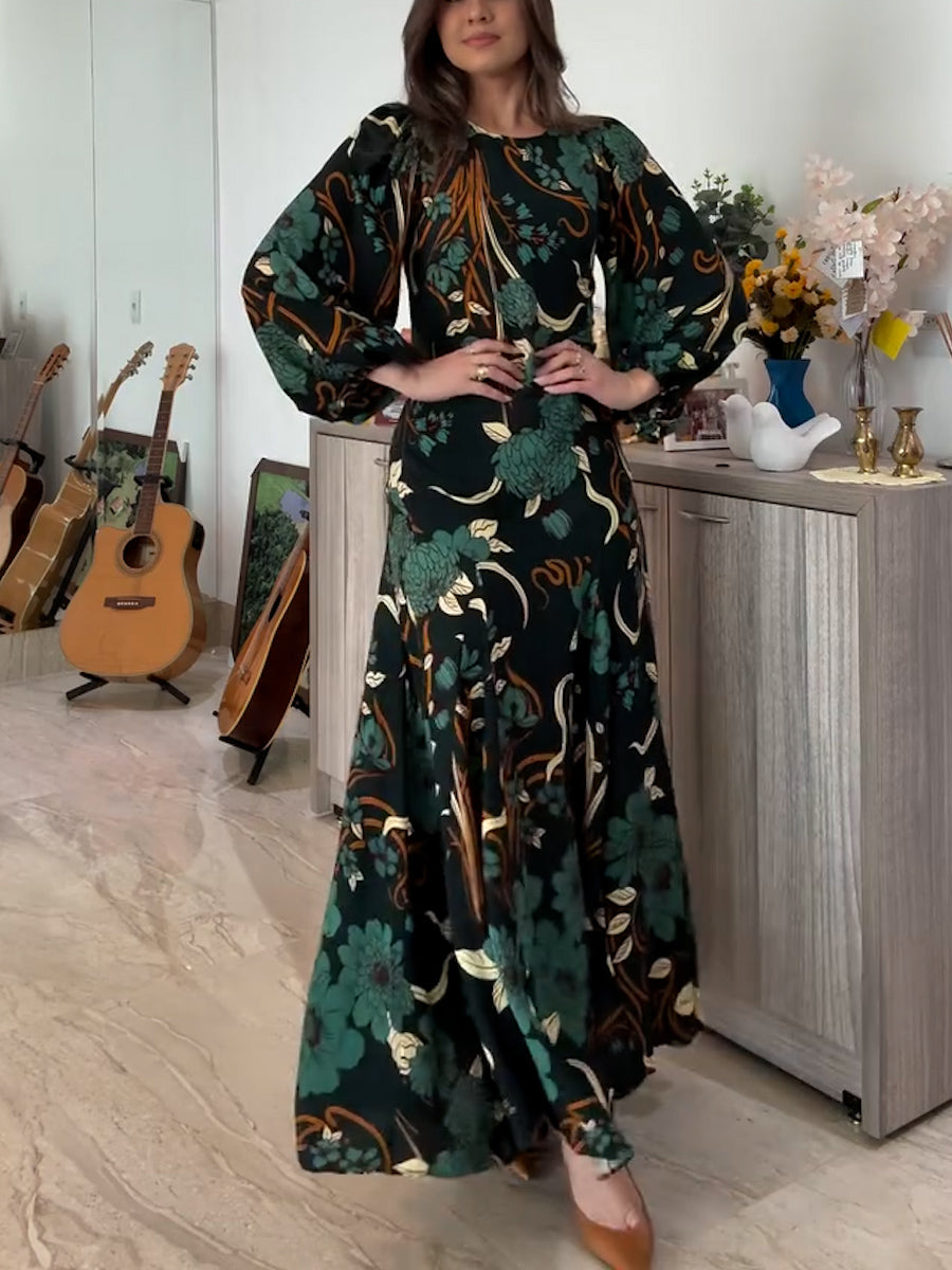 Floral Print Long Sleeve Dress