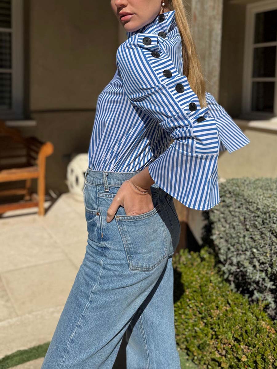 Striped Button Blouse
