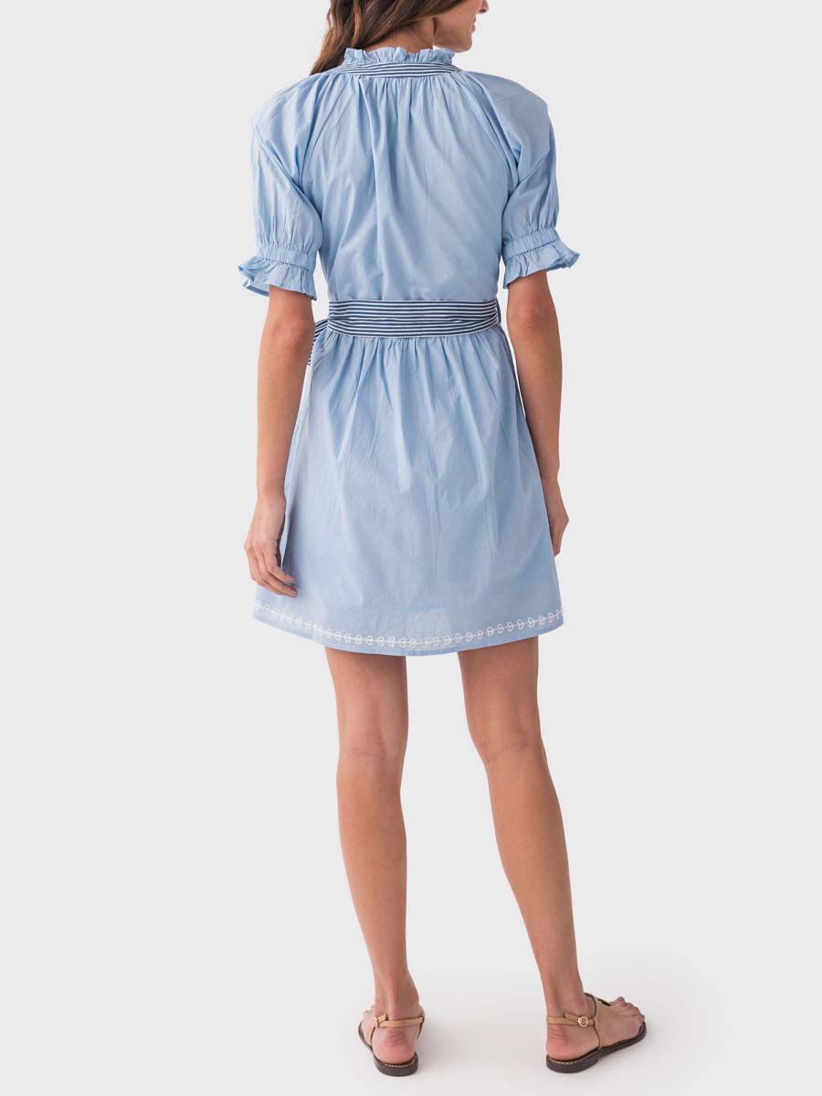 Embroidered Tie Waist Dress
