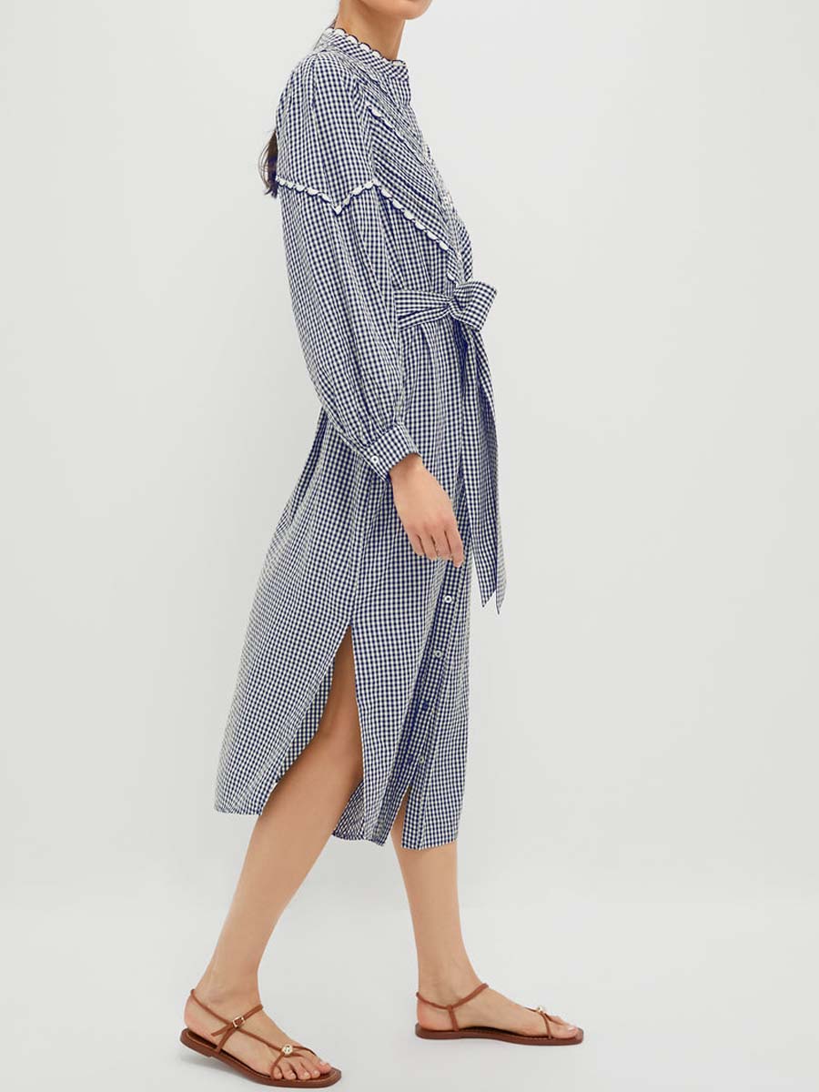 Navy Gingham Dress