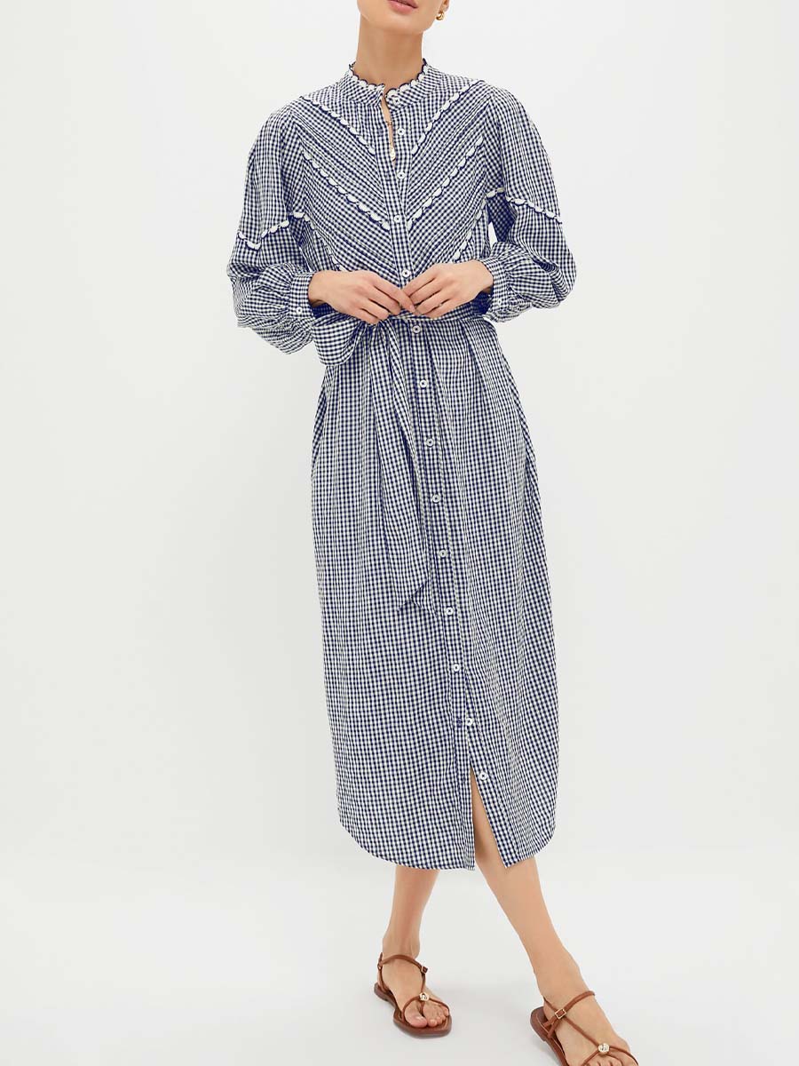 Navy Gingham Dress