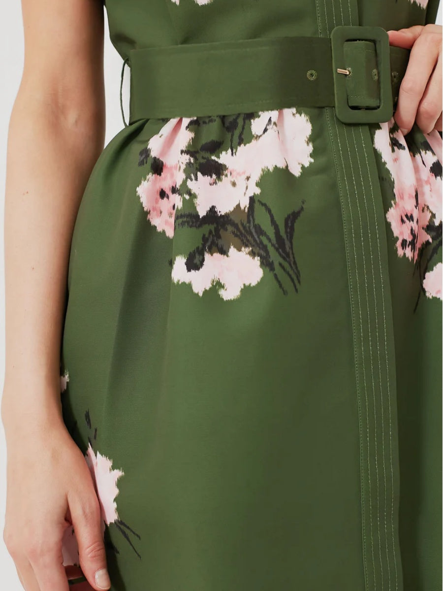 Olive and Pressed Powder Floral Dress